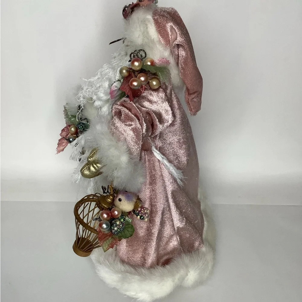 Vintage Pink Robed Santa Claus 13” Christmas Tree Topper